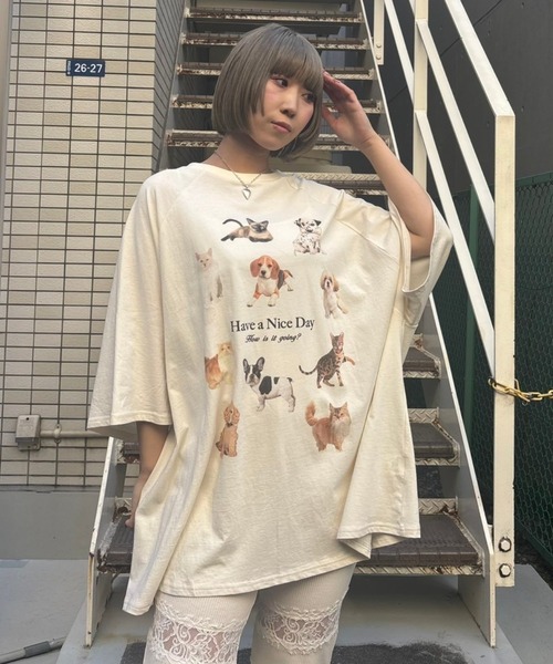 Candy Stripper（キャンディストリッパー）の「HAVE A NICE DAY BIG Tシャツ（Tシャツ/カットソー・レディース・アイボリー/ライトブルー/ブラック/チャコール・FREE）」の17枚目の写真