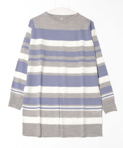 BELLUNA PLUS(ベルーナ)の「カシミヤタッチニットチュニック(チュニック・レディース・ネイビー系/グレー系/ネイビー系1/ブラック系/ミント・MEDIUM/LARGE/X-LARGE)」の2枚目の写真