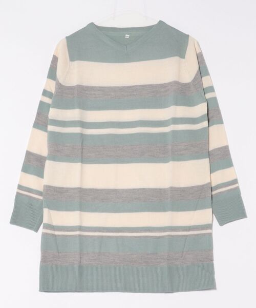 BELLUNA PLUS(ベルーナ)の「カシミヤタッチニットチュニック(チュニック・レディース・ネイビー系/グレー系/ネイビー系1/ブラック系/ミント・MEDIUM/LARGE/X-LARGE)」の3枚目の写真