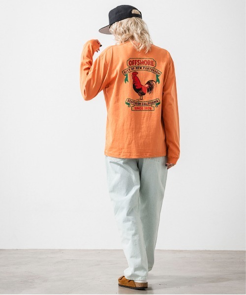 OFFSHORE（オフショア）の「ART  GRAPHIC L/S TEE/グラフィックロングスリーブティ（Tシャツ/カットソー・メンズ・オレンジ/ホワイト・M/L/S/XL）」の16枚目の写真