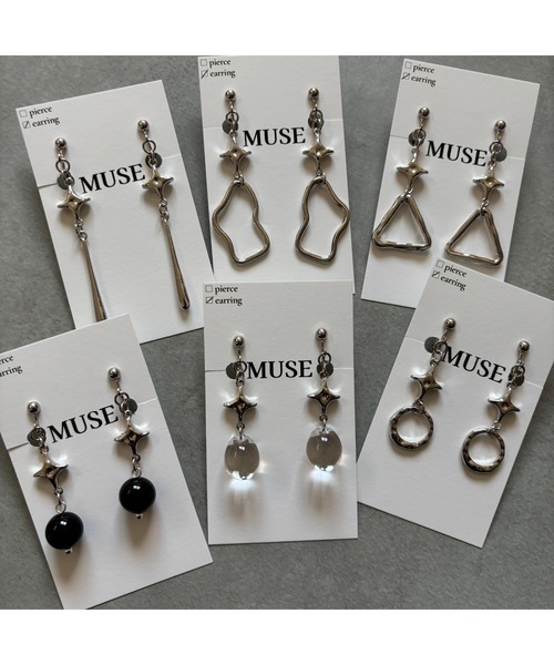 ALL BLUES☆ラインイヤリング ペア シルバー【関税送料込】 MUSE】スター シルバー イヤリング(MA)（イヤリング）｜tone