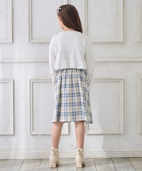 ボレロカットソー×チェックキャミワンピースセット（ワンピース