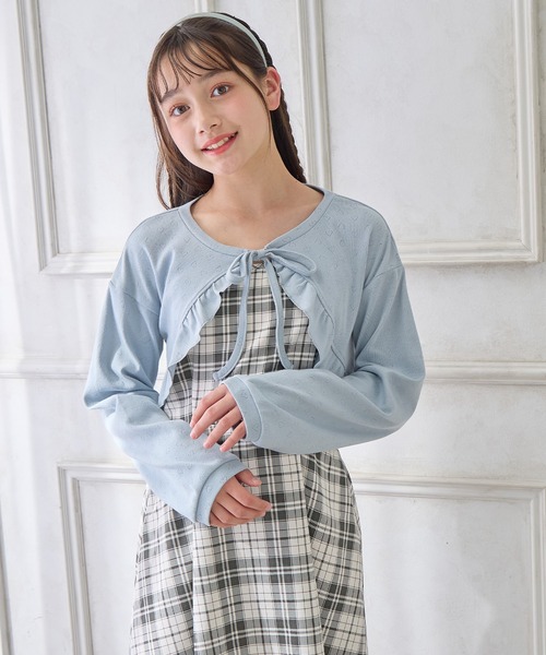 ボレロカットソー×チェックキャミワンピースセット（ワンピース