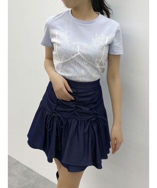 dazzlin(ダズリン)の「レースキャミレイヤードTシャツ(Tシャツ/カットソー・レディース・ブルー/オフホワイト/オレンジ/パープル/イエロー・FREE)」の1枚目の写真