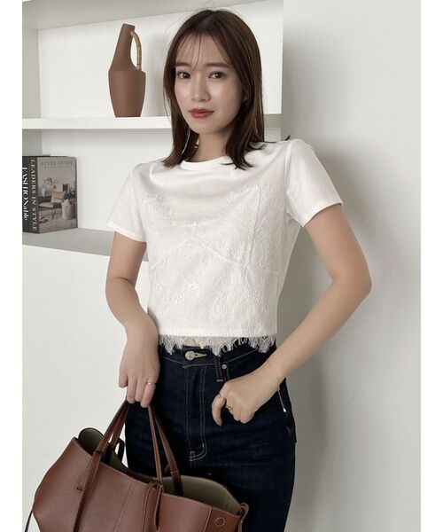 dazzlin(ダズリン)の「レースキャミレイヤードTシャツ(Tシャツ/カットソー・レディース・ブルー/オフホワイト/オレンジ/パープル/イエロー・FREE)」の6枚目の写真