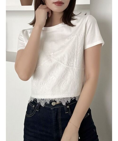 dazzlin(ダズリン)の「レースキャミレイヤードTシャツ(Tシャツ/カットソー・レディース・ブルー/オフホワイト/オレンジ/パープル/イエロー・FREE)」の7枚目の写真