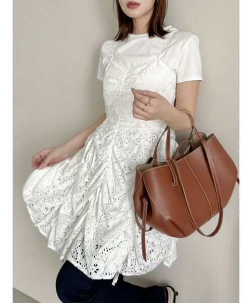 dazzlin(ダズリン)の「レースキャミレイヤードTシャツ(Tシャツ/カットソー・レディース・ブルー/オフホワイト/オレンジ/パープル/イエロー・FREE)」の8枚目の写真