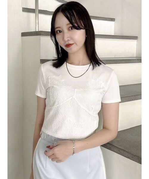 dazzlin(ダズリン)の「レースキャミレイヤードTシャツ(Tシャツ/カットソー・レディース・ブルー/オフホワイト/オレンジ/パープル/イエロー・FREE)」の12枚目の写真