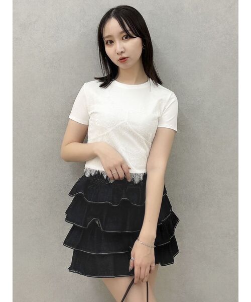 dazzlin(ダズリン)の「レースキャミレイヤードTシャツ(Tシャツ/カットソー・レディース・ブルー/オフホワイト/オレンジ/パープル/イエロー・FREE)」の20枚目の写真