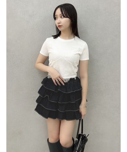 dazzlin(ダズリン)の「レースキャミレイヤードTシャツ(Tシャツ/カットソー・レディース・ブルー/オフホワイト/オレンジ/パープル/イエロー・FREE)」の21枚目の写真