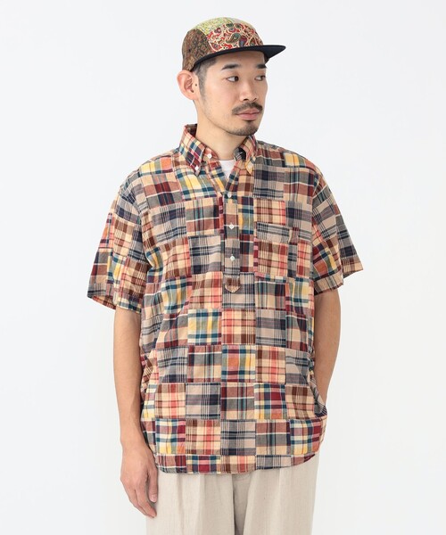 美品＜BEAMS PLUS＞マドラスチェック パッチワーク プルオーバーシャツ 美品＜BEAMS PLUS＞マドラスチェック パッチワーク プルオーバー
