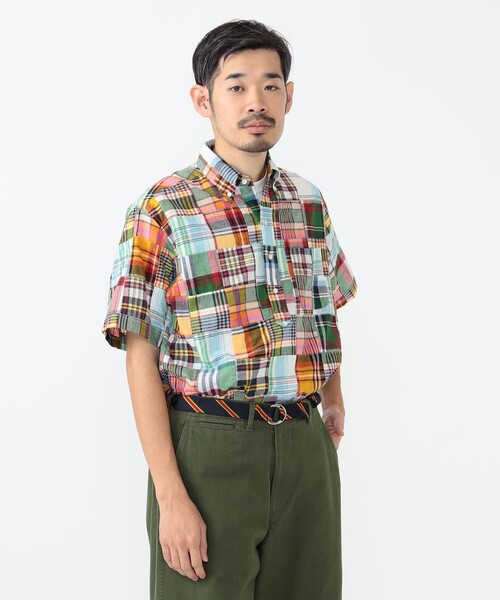 美品＜BEAMS PLUS＞マドラスチェック パッチワーク プルオーバーシャツ 美品＜BEAMS PLUS＞マドラスチェック パッチワーク プルオーバー