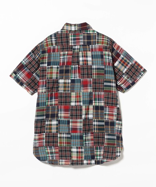 美品＜BEAMS PLUS＞マドラスチェック パッチワーク プルオーバーシャツ BEAMS+ シャツ マドラス パッチワーク プルオーバー ボタン