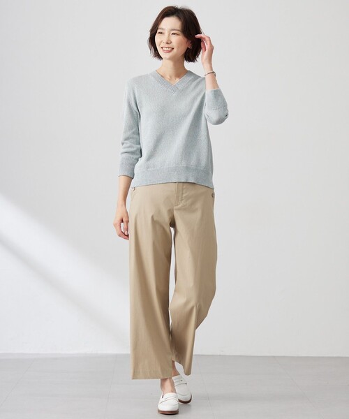 J.PRESS(ジェイプレス)の「【洗える】GIMA COTTON ミックスカラー Vネック ニット(ニット/セーター・レディース・イエロー系3/ライトグリーン系3/グレー系3・LARGE/MEDIUM)」の6枚目の写真