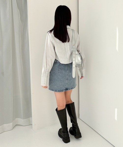 ポケットデザインがファショナブル！　デニム　ミニスカート　色合いも良し！ 試着対象】STANDARD WARDROBE デニム ミニスカート【OtonaMuse6
