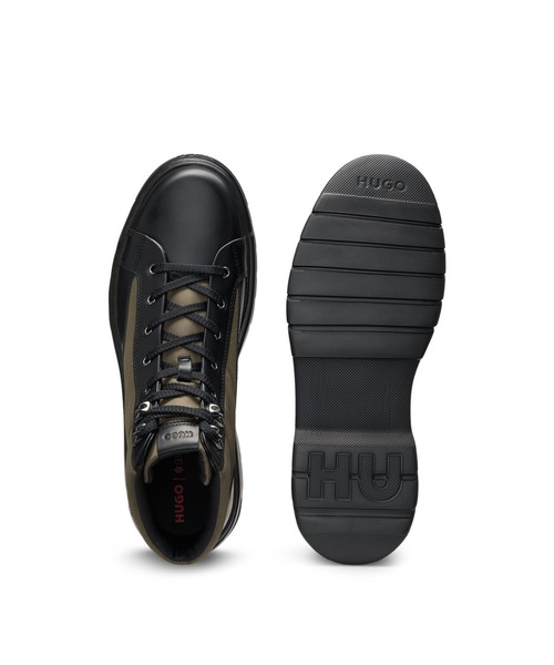 HUGO(ヒューゴ)の「ハイキングスタイルブーツ レザー/ファブリックアッパー(スニーカー・メンズ・ブラック・41/43/40/44/39/42)」の4枚目の写真