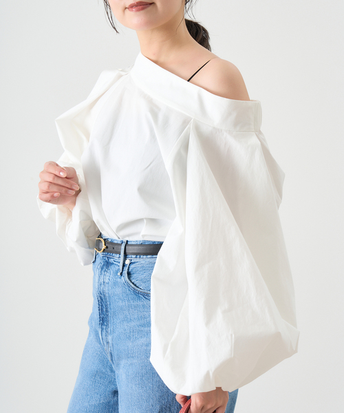 IENA プルオーバー スタンドカラーシャツ　オーバーサイズ　ホワイト　美品 セール】スタンドオーバーブラウス（シャツ/ブラウス）｜IENA