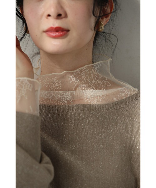 cawaii（カワイイ）の「線画の花咲くレースインナー（Tシャツ/カットソー・レディース・ブラック/アイボリー・S～Ｍ/L～LL/3L～4L）」の2枚目の写真