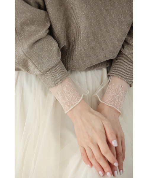 cawaii（カワイイ）の「線画の花咲くレースインナー（Tシャツ/カットソー・レディース・ブラック/アイボリー・S～Ｍ/L～LL/3L～4L）」の4枚目の写真