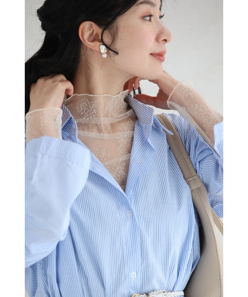 cawaii（カワイイ）の「線画の花咲くレースインナー（Tシャツ/カットソー・レディース・ブラック/アイボリー・S～Ｍ/L～LL/3L～4L）」の17枚目の写真