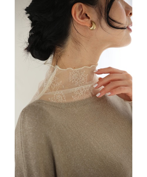 cawaii（カワイイ）の「線画の花咲くレースインナー（Tシャツ/カットソー・レディース・ブラック/アイボリー・S～Ｍ/L～LL/3L～4L）」の21枚目の写真