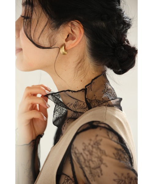 cawaii（カワイイ）の「線画の花咲くレースインナー（Tシャツ/カットソー・レディース・ブラック/アイボリー・S～Ｍ/L～LL/3L～4L）」の9枚目の写真