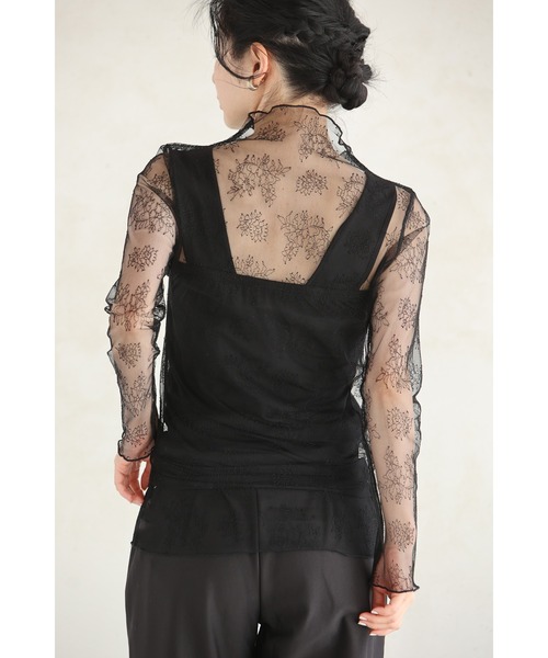 cawaii（カワイイ）の「線画の花咲くレースインナー（Tシャツ/カットソー・レディース・ブラック/アイボリー・S～Ｍ/L～LL/3L～4L）」の12枚目の写真