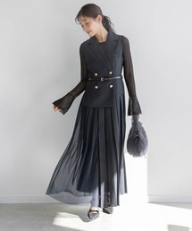 RANDA | 【4サイズ展開】ジャケットライクプリーツレイヤードワンピース(ワンピース)