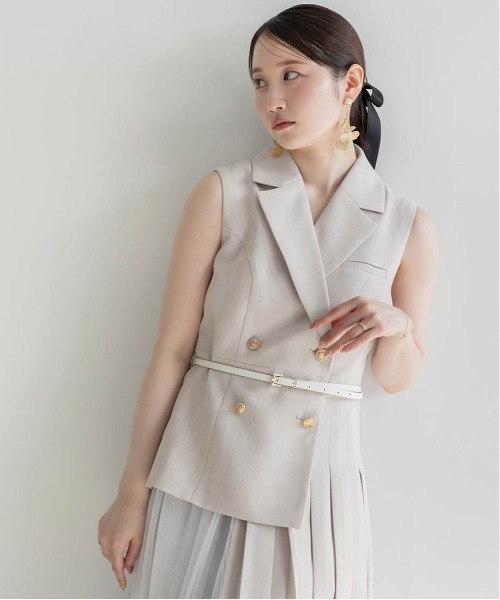 RANDA（ランダ）の「【4サイズ展開】ジャケットライクプリーツレイヤードワンピース（ワンピース・レディース・クリーム/ピンク/ネイビー/グレー・1/2/00/0）」の9枚目の写真