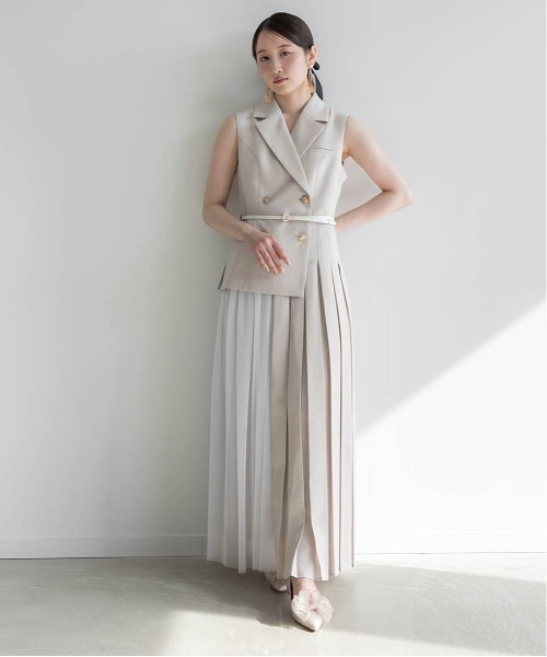 RANDA（ランダ）の「【4サイズ展開】ジャケットライクプリーツレイヤードワンピース（ワンピース・レディース・クリーム/ピンク/ネイビー/グレー・1/2/00/0）」の14枚目の写真