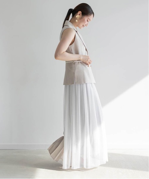 RANDA（ランダ）の「【4サイズ展開】ジャケットライクプリーツレイヤードワンピース（ワンピース・レディース・クリーム/ピンク/ネイビー/グレー・1/2/00/0）」の15枚目の写真