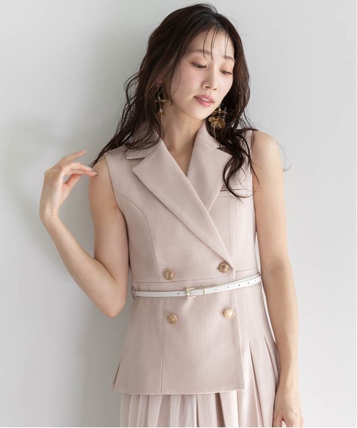 RANDA（ランダ）の「【4サイズ展開】ジャケットライクプリーツレイヤードワンピース（ワンピース・レディース・クリーム/ピンク/ネイビー/グレー・1/2/00/0）」の16枚目の写真