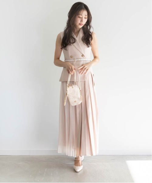 RANDA（ランダ）の「【4サイズ展開】ジャケットライクプリーツレイヤードワンピース（ワンピース・レディース・クリーム/ピンク/ネイビー/グレー・1/2/00/0）」の19枚目の写真