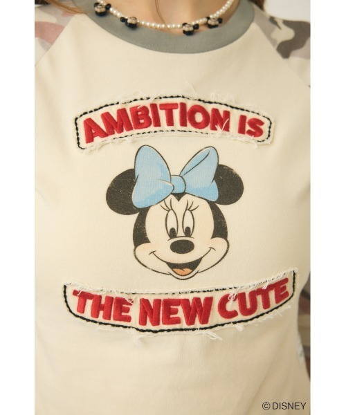 Disney SERIES CREATED by MUS(ディズニーシリーズクリエイテッドバイエムユーエス)の「MD PATCHED RAGLAN Tシャツ / MINNIE(Tシャツ/カットソー・レディース・グレー系その他/ネイビー/イエロー・FREE)」の13枚目の写真