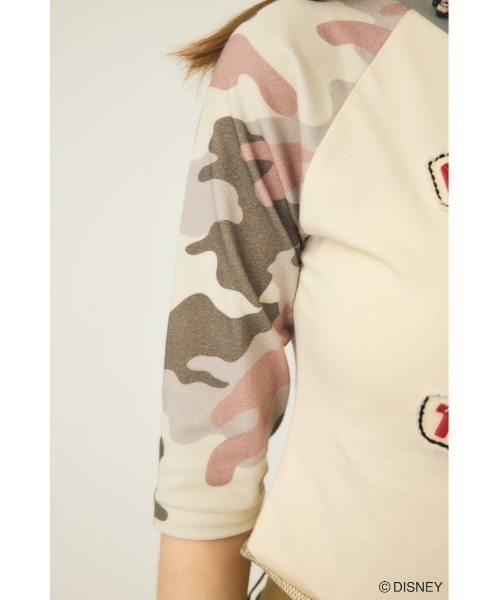 Disney SERIES CREATED by MUS(ディズニーシリーズクリエイテッドバイエムユーエス)の「MD PATCHED RAGLAN Tシャツ / MINNIE(Tシャツ/カットソー・レディース・グレー系その他/ネイビー/イエロー・FREE)」の14枚目の写真
