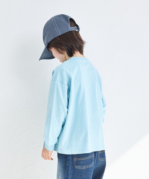 ★日本未入荷*PULL&BEAR*ウォッシュ加工シーム長袖Tシャツ/BL★ セール】B-HEATネック刺繍長袖Tシャツ（Tシャツ/カットソー