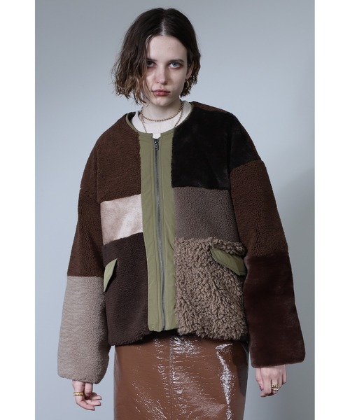 【rose】Diagramリバーシブルファージャケット MARTINE ROSE マーティンローズ Reversible Faux Fur Coat