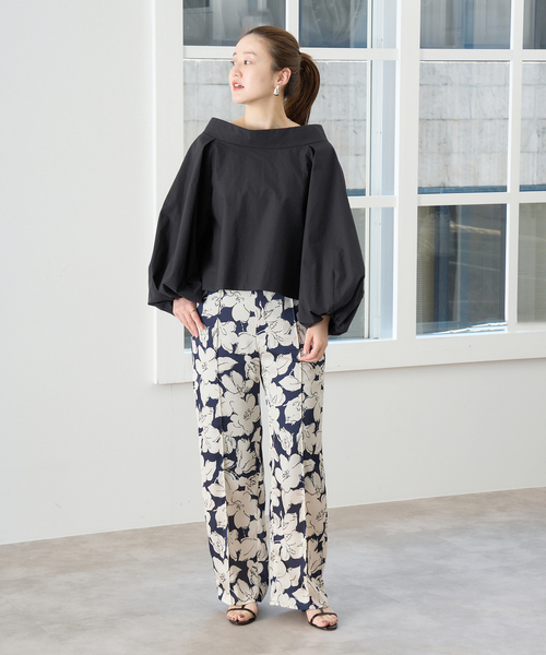 新品 大人気完売品 IENA イエナ ラインフラワー パンツ 花柄 イエナ IENA ラインフラワー パンツ （ネイビー