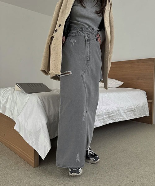 willfullyデニムスカート back bi color patchwork remake denim SK（デニムスカート