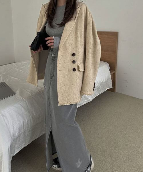 WILLFULLY（ウィルフリー）の「back bi color patchwork remake denim SK（デニムスカート・レディース・グレー/ベージュ・M/S）」の12枚目の写真