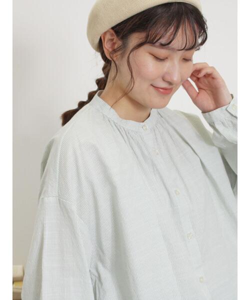 Samansa Mos2（サマンサ モスモス）の「柄アソートロングシャツ（シャツ/ブラウス・レディース・グリーン/ベージュ/サックスブルー/オフホワイト・F）」の3枚目の写真