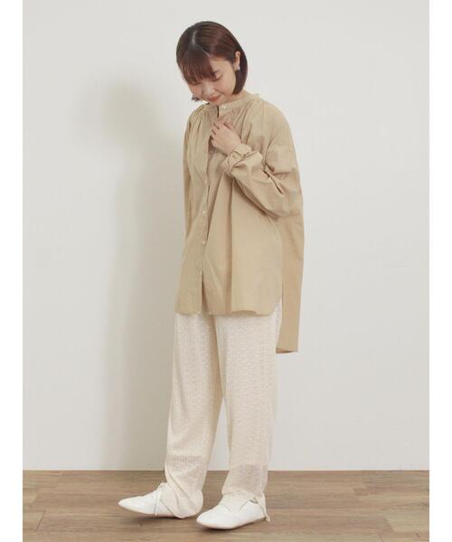 Samansa Mos2（サマンサ モスモス）の「柄アソートロングシャツ（シャツ/ブラウス・レディース・グリーン/ベージュ/サックスブルー/オフホワイト・F）」の10枚目の写真