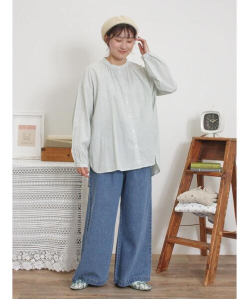 Samansa Mos2（サマンサ モスモス）の「柄アソートロングシャツ（シャツ/ブラウス・レディース・グリーン/ベージュ/サックスブルー/オフホワイト・F）」の14枚目の写真