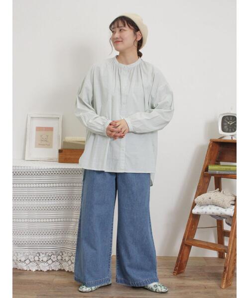 Samansa Mos2（サマンサ モスモス）の「柄アソートロングシャツ（シャツ/ブラウス・レディース・グリーン/ベージュ/サックスブルー/オフホワイト・F）」の15枚目の写真