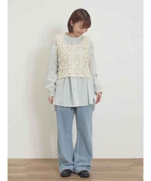 Samansa Mos2（サマンサ モスモス）の「柄アソートロングシャツ（シャツ/ブラウス・レディース・グリーン/ベージュ/サックスブルー/オフホワイト・F）」の22枚目の写真