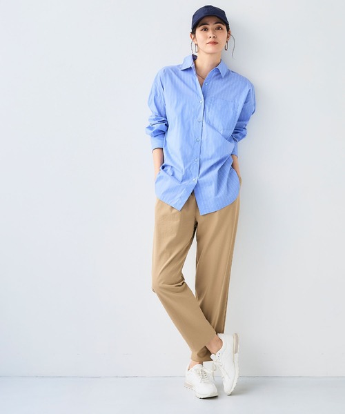 CROSS FUNCTION（クロスファンクション）の「《シワになりにくい》サマ美え ビックシルエットタックシャツ【CF/クロスファンクション】（シャツ/ブラウス・レディース・ブルー/ブラック・LL/L/M）」の9枚目の写真