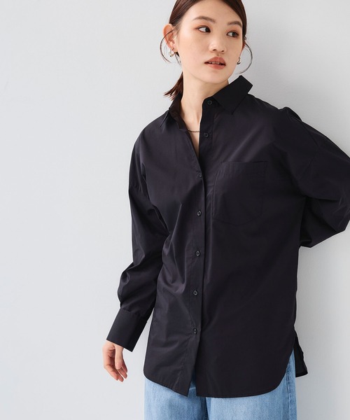 CROSS FUNCTION（クロスファンクション）の「《シワになりにくい》サマ美え ビックシルエットタックシャツ【CF/クロスファンクション】（シャツ/ブラウス・レディース・ブルー/ブラック・LL/L/M）」の14枚目の写真