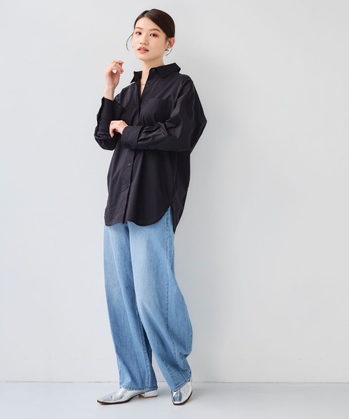 CROSS FUNCTION（クロスファンクション）の「《シワになりにくい》サマ美え ビックシルエットタックシャツ【CF/クロスファンクション】（シャツ/ブラウス・レディース・ブルー/ブラック・LL/L/M）」の18枚目の写真