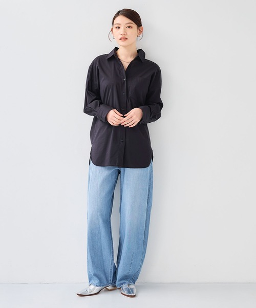 CROSS FUNCTION（クロスファンクション）の「《シワになりにくい》サマ美え ビックシルエットタックシャツ【CF/クロスファンクション】（シャツ/ブラウス・レディース・ブルー/ブラック・LL/L/M）」の19枚目の写真