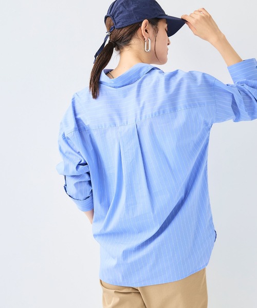 CROSS FUNCTION（クロスファンクション）の「《シワになりにくい》サマ美え ビックシルエットタックシャツ【CF/クロスファンクション】（シャツ/ブラウス・レディース・ブルー/ブラック・LL/L/M）」の7枚目の写真